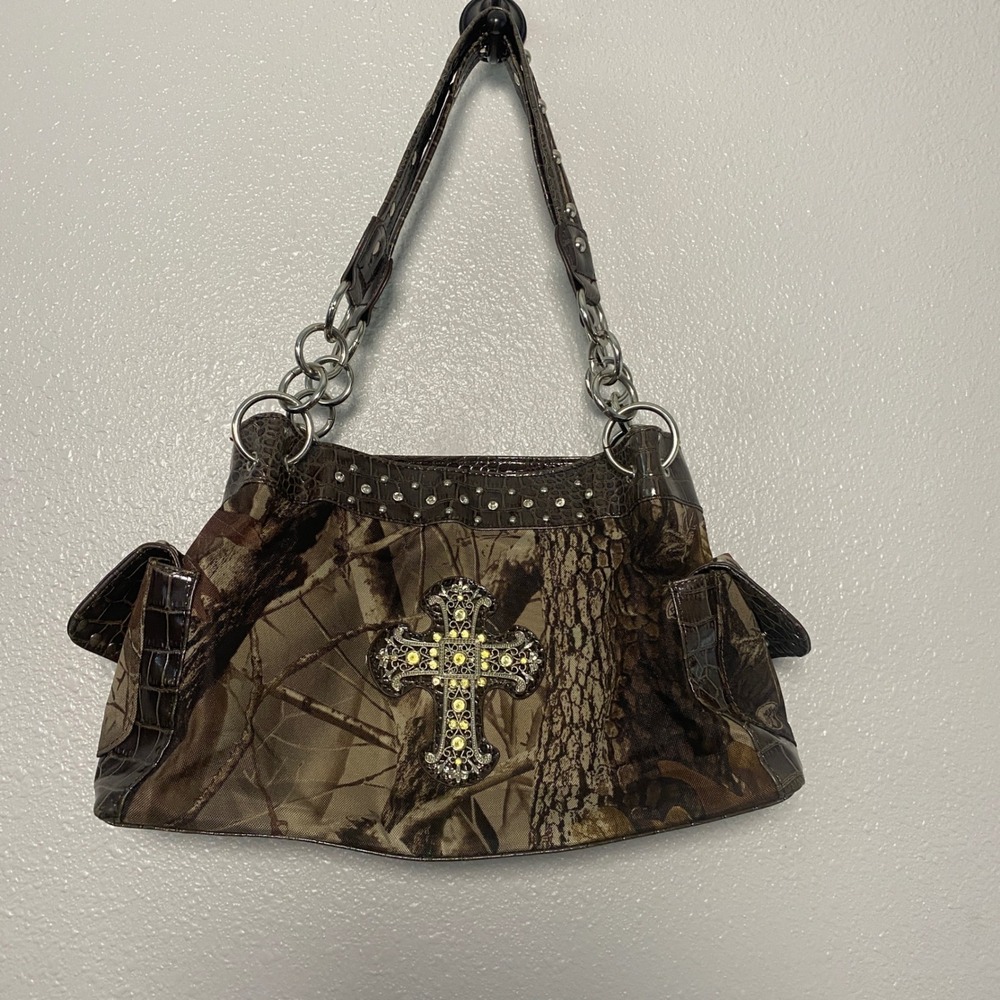 Y2K Camo Cross Shoulder Bag 2000s McBling Chunky Western Country Cowgirl Boho